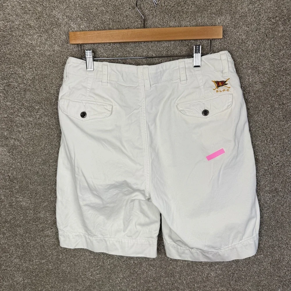 Polo Ralph Lauren Mens Size 30 White Chino Shorts RLPC Pennant Embroidery